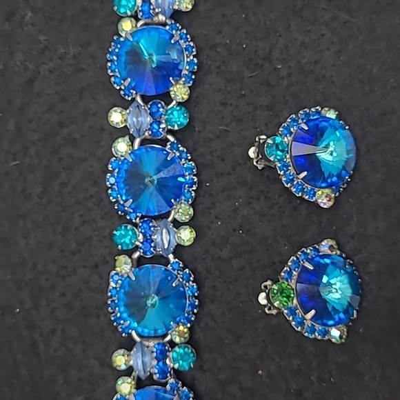 Juliana D&E Blue Green Rivaloi Margarita Rhinestone Set - Picture 3 of 14